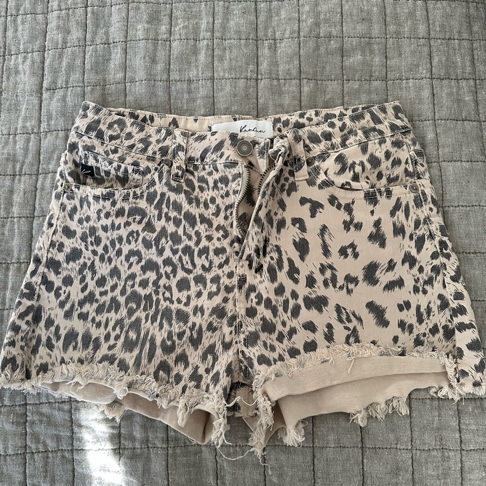 Leopard medium cut off shorts - runs small